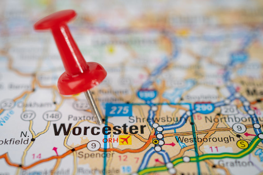 Push Pin Map of Worcester MA